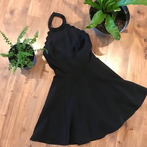 Scallop trim halter dress